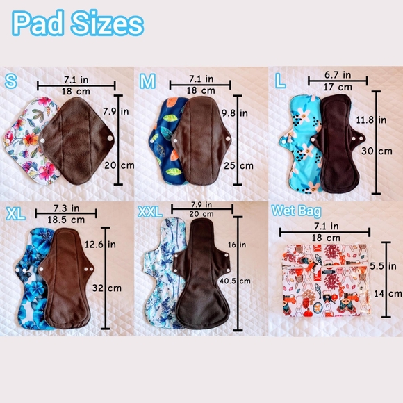 Prices Listing - 7 Pack Pictured - Reusable Menstrual Pads - Bamboo Charcoal - Picture 2 of 8